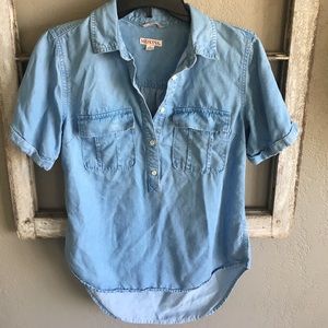 Chambray denim collared t shirt